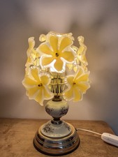 Lampada da tavolo vintage giallo acrilico fiore touch anni 80