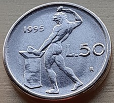 Moneta rara 50 LIRE PICCOLE Repubblica Italiana Vulcano Anno 1995