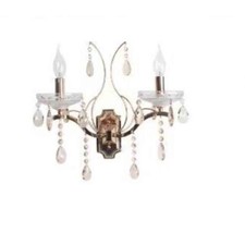 Applique a candelabro 2 bracci con pendenti a gocce stile retrò attacco E14 oro