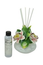 Diffusore in porcellana di Capodimonte 8" con orchidee rosa