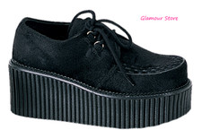 Sexy SCARPE tacco zeppa 7,5 cm dal 36 al 41 Nero Creepers Rockabilly GLAMOUR