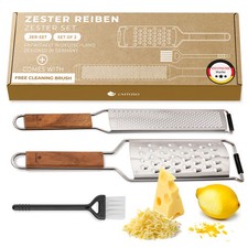 EXITOSO Zester Grattugia 2er Set Limoni Parmigiano Formaggio Acciaio Inox Legno