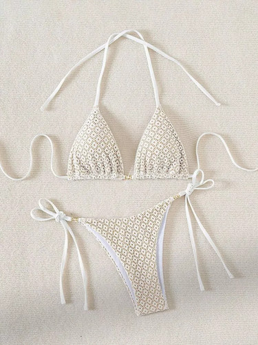 Bikini bianco oro - bianco, con