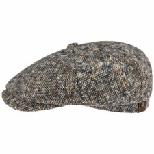 STETSON Hatteras Donegal Tweed Cap  Beige/Blu - Tg. 55/S