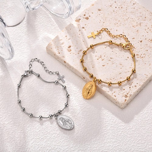 Bracciale rosario acciaio inox - bracciale,