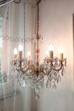 Lampadario vintage Maria Teresa classico Cristalli 6 luci Old Chandelier Lustre