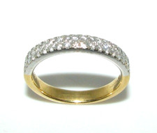 Donna 18ct Oro Giallo Diamante Anello Con Bianco Top Misura UK N