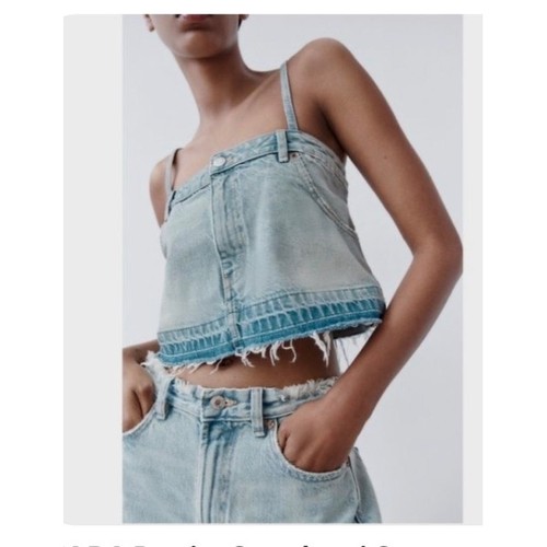 Top cami ritagliato denim