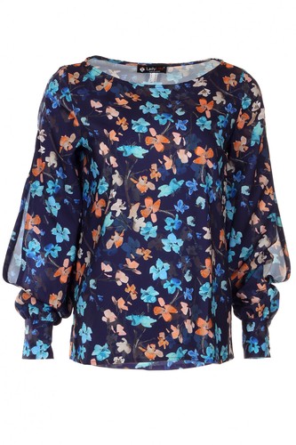 Blusa blu fiori - blu, in
