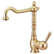 RUBINETTO MONOCOMANDO LAVELLO CUCINA BOCCA A PONTE NEW OLD BRONZO - PORTA & BINI