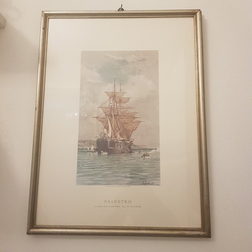 Litografia nave guerra - nave,