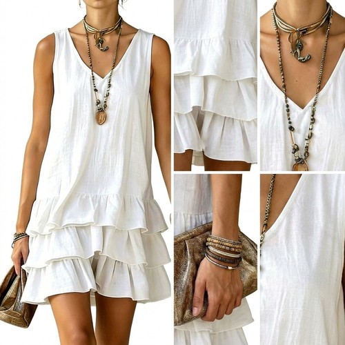 Abito donna smanicato scollo - , a