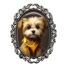 Spilla superiore in vetro Morkie cucciolo cane maltese Yorkshire Terrier spilla foto gioielli