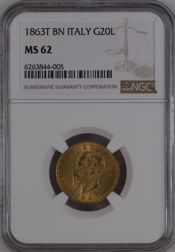 Italia oro lire 1863 - italia,, 20