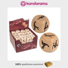 Coppia di piccoli dadi in legno con figure posizioni gioco del Kamasutra 3x3 cm
