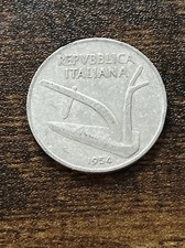 1954 Italy 10 Lire Aluminum