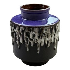 vaso ceramica vintage Carstens 1264-16 W-Germany viola grasso lava 16 cm PT1