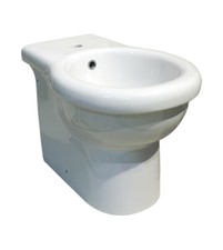 Sanitari bagno bidet filo muro a terra, Kerasan Volant, ceramica bianca