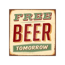 Quadro moderno Stampa Tela CANVAS WORLD 30x30 cm FREE BEER retrò vintage