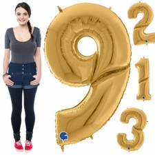 PALLONCINO NUMERO ORO GIGANTE 163 CM IN MYLAR GONFIABILE A ELIO O ARIA