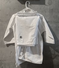 Set cintura e giacca pantaloni bianchi AIKIKAI Akido Karate Gi M taglia media 3 usati