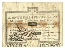 8 SCUDI CEDOLA SACRO MONTE DELLA PIETÀ DI ROMA 15/11/1785 MB+