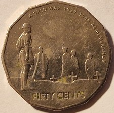 AUSTRALIA 2005  50cent  "WORLD WAR 1939-1945 REMEMBRANCE " COMMEMORATIVE COIN