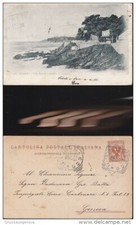 3302) GENOVA QUARTO VILLA SPINOLA CARRARA E SCOGLIO DI GARIBALDI VIAGGIATA 1901