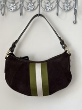 Borsa Bally monospalla marrone pelle scamosciata a righe vera iconica hobo