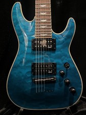 Schecter Omen Extreme 7 usato collo in acero 7 corde Trans Ocean Blue con cus...
