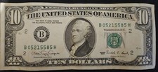 Banconota 10 Dollari Hamilton Serie 1990 B