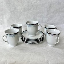 Set cinque 5 tazzine e piattini vintage caravella floreali tazzine caffè tè anni 80 pastello