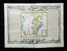 1766 DESNOS: rara mappa FOLIO: Nord America, Stati Uniti, Canada, Messico, Texas
