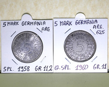 Germania 5 Marchi argento anno 1958 1960 in oblò ottime condizioni