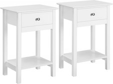 Set 2 Comodini Camera da Letto Comodini con Cassetto e Ripiano Tavolini Stile Sh