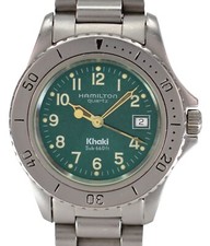 Orologio subacqueo vintage donna 31 mm Hamilton quadrante verde kaki quarzo sub 660 piedi 8587B