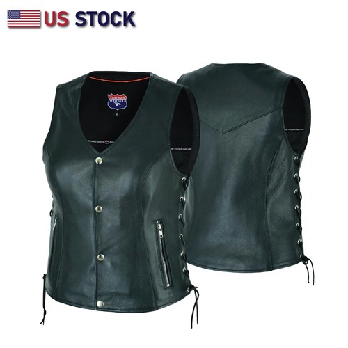 Gilet donna moto pelle pizzo