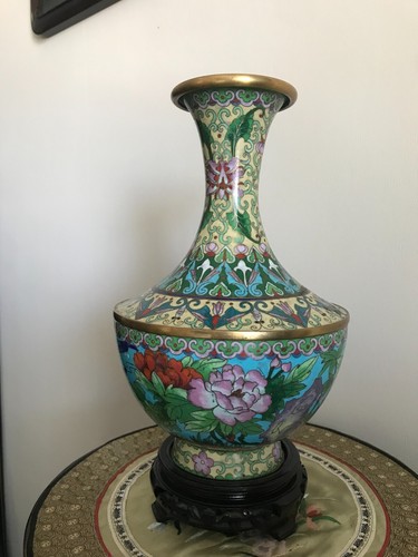 Cloisonne vase bronze - cloisonne, emaux