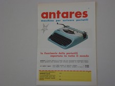 advertising Pubblicità 1961 MACCHINA PER SCRIVERE ANTARES