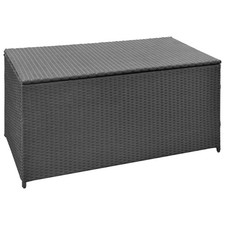 Cassapanca Portaoggetti da Giardino Nera 120x50x60 cm PE Rattan Acciaio Verniciato a Polvere Lrg