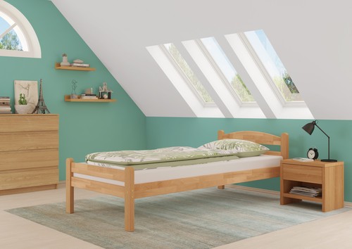 Letto singolo faggio - , massello