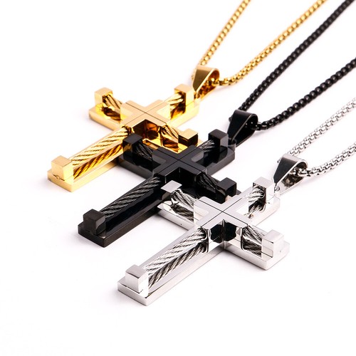 Collana uomo croce - , acciaio