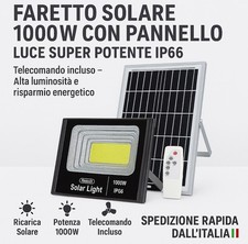 FARO 1000W con Pannello Solare Compatto da Esterno CON  Controllo da Remoto