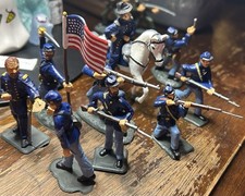 Soldatini giocattolo ACW Union Fanteria con ufficiale dipinti a mano 54mm 1/32