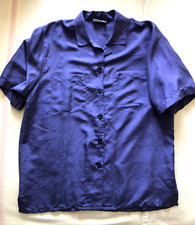 CAMICIA BLU 100% SETA - TAGLIA 42 - TASCHE ESTERNE SUL PETTO