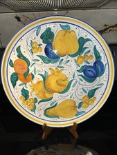 GRANDE CARICATORE ITALIANO 14"~Faenza? Piatto da portata dipinto a mano