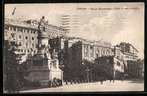 Cartolina genova piazza - cartolina, genova,