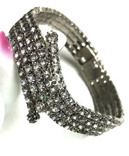 Bracciale Vintage Scintillante Strass Cerniera Chiusura Sovrapposizione