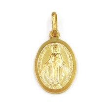 Ciondolo Medaglia Miracolosa Madonna di Lourdes in Oro 9 Kt Unoaerre