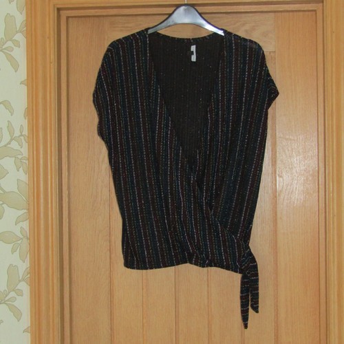 Top elasticizzato pavoni nero - top,